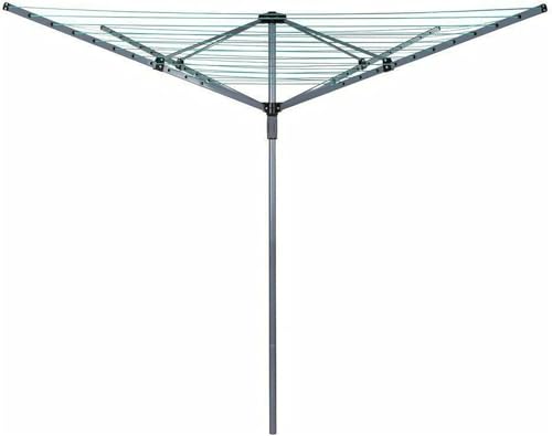 RHMM 4 Arm Rotary Washing Line Dryer - Robust Outdoor Garden Clothes Airer, Foldable Metallic Green Laundry Drying Rack with Protective Cover (50 Metres)