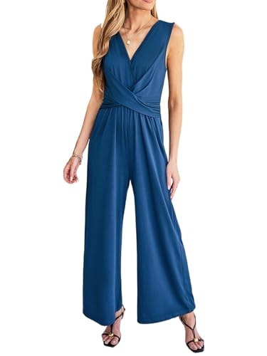 Combinaison d'été sans manches CUPSHE à col en V et jambes larges pour femme chic