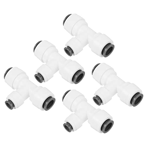 PATIKIL 3/8" x 1/4" Push to Connect Tee Fittings, T Shape Reducing Water Line Fitting for RO Water System White