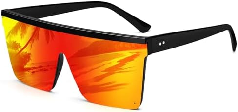 Dollger Square Oversized Sunglasses for Women Men Fashion Flat To...