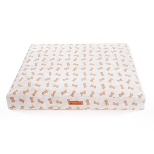 Image of Modern Threads Ultra Plush Orthopedic Memory Foam Pillow Bed for Large Dogs with Supportive Filling and Stylish Textured Design, Beige, (36 inch L x 27 inch W x 4 inch Th)