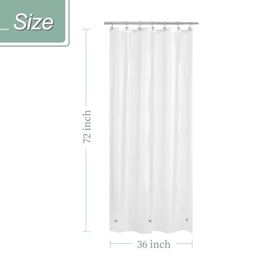 Image of Mrs Awesome Stall Shower Curtain Liner 36x72, PEVA Plastic Shower Liner for Bathroom Lightweight & Waterproof, 36 x 72, Frost