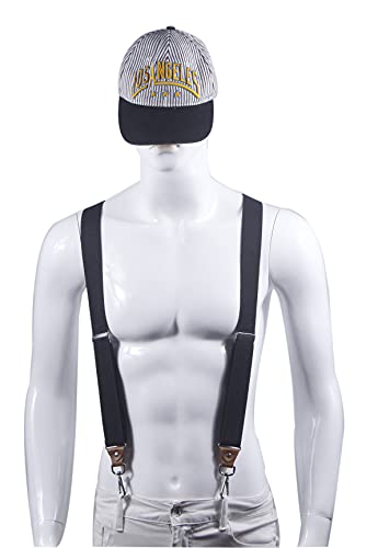 Image of Doloise Mens Suspenders with 3 Swivel Hooks Belt Loops 1.4 Inch Wide Heavy Duty Adjustable Braces