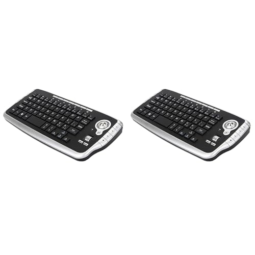 Hndhbfgrt 2X Teclado Inalámbrico de 2,4 GHz con Trackball, Ratón y Rueda de Desplazamiento, Control Remoto para Android TV Box, Smart TV, PC y Portátil, Color Plateado.