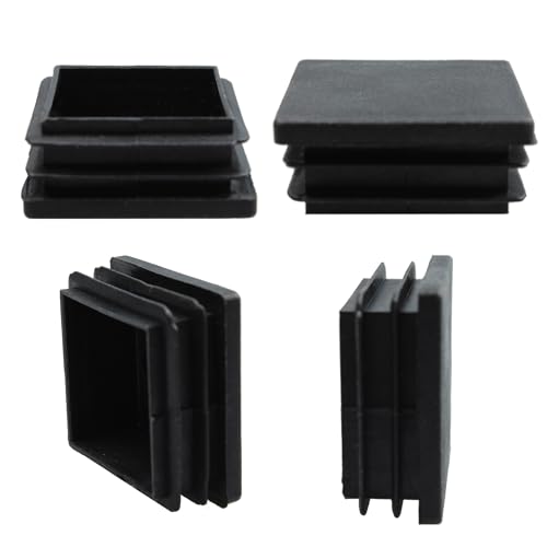 Image of 24PCS (1-1 /2Inch) /38mm Square Plastic Hole Plug, Black Furniture Finishing Sliders, Square Pipe Tubing End Cap, Plastic Insert End Caps for Square Metal Tube