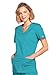 Cherokee Women's Workwear Scrubs Core Stretch Mock-Wrap Top (Large), Teal Blue