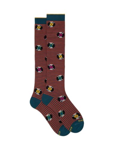 Chaussettes longues hommes coton vert à vinyles pour un style gentleman au bureau