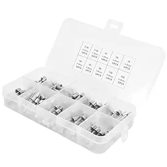 Glass Fuses, Fuse 10 Types Wide Use with Storage Box for Electric Equipment for Home Appliance
