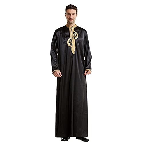 Kimono long homme musulman noir en taille S avec col montant style Abaya
