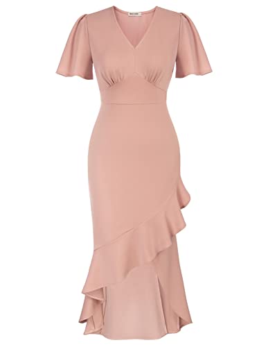 GRACE KARIN Damen Abendkleider Cocktailkleid Kurzarm Einfarbig Bodycon...