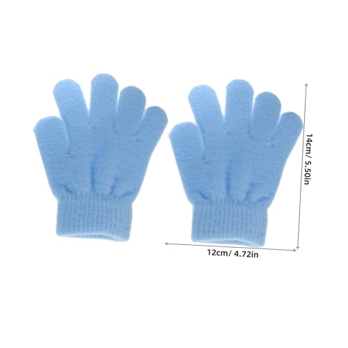 GALPADA Kids Knitted Gloves 4 Pairs Warm Coral Fleece Mittens Insulated Full Finger Gloves for Cold Weather Soft Stretchy Winter Wear for Outdoor Activities2