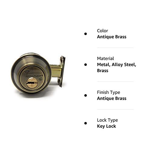 Mul-T-Lock Cronus High Security Grade 2 Single Cylinder Dead-Bolt W/Thumb Turn 2-3/8 Or 2-3/4 Adjustable Backset For Commercial And Residential Metal Or Wood Doors (Antique Brass) #TOP5