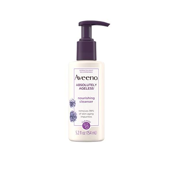 Aveeno Absolutely Ageless Nourishing Daily Facial Cleanser, Antioxidant-Rich Blackberry Extract, Non-Comedogenic Makeup-Removing Face Wash from Dermatologist-Recommended Brand, 5.2 fl. oz