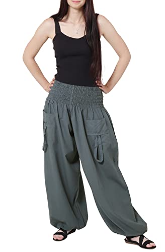 Leucht-Welten Damen Herren Pumphose Pluderhose mit Taschen Grau Einheitsgröße