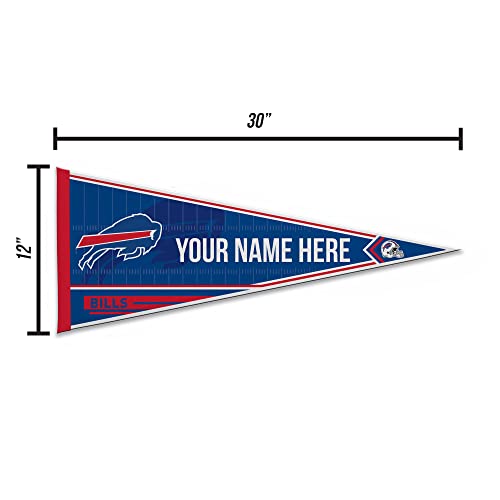 Image of Rico Industries NFL Football Buffalo Bills Personalized - Custom 12 inch x 30 inch Soft Felt Pennant - EZ to Hang
