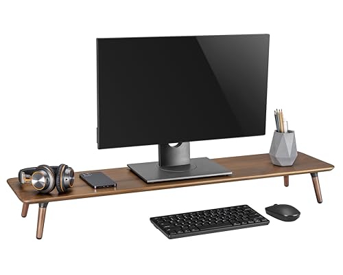 Image of Desk Shelf for Top of Desk (Mahogany) Mid Century Modern Monitor Stand (39.37 x 9.45 x 4.72 inches)
