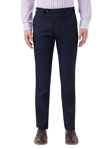 Image of Park Avenue Men's Polyester Blend Checks Small Pattern Super Slim Fit Flat Front Formal Trouser