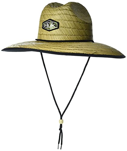 HUK Men's Standard Patch Straw Wide Brim Fishing Hat, Hunt Club Camo, OSFA