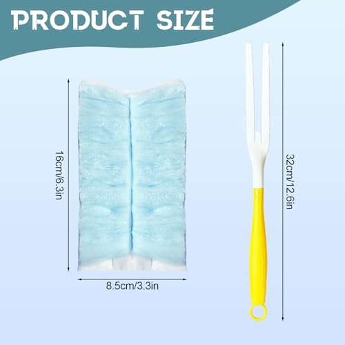 Image of 50pcs 360 Dusters Refills for Swiffer Dusters with 4X Microfibers,Blue Heavy Duty Efficient Duster Kit Disposable Dusters Refills with 1 Handle for Cleaning Furniture, Blinds, Ceiling Fans, Pet Hair