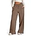 Womens Loose Wide Leg Trousers Casual Comfortable High Waist Sweatpants Fashion Drawstring Pants with Pockets Brown