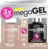 NAIL-AID megaGEL Nail Color + Top Coat Kit includes 1 megaGEL Color + 1 No Light Base & Top Coat