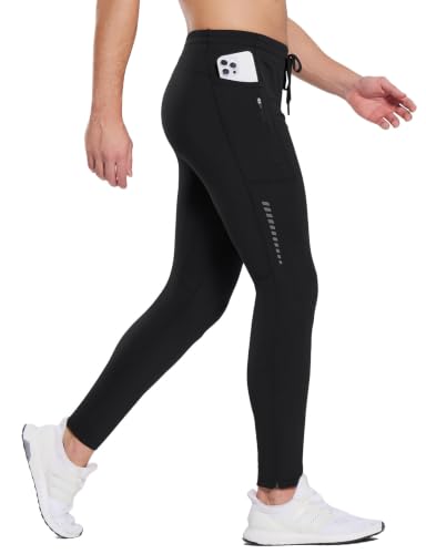 Baleaf men's thermal running tights fleece compression leggings w...