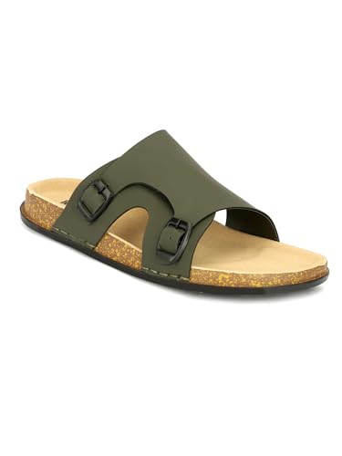 Image of Men Full Cover Double Buckle Slippers | Covered Slip-On Sandals for Men | Comfortable Footwear | Adjustable Strap Rubber Sandals | Anti-Slip Sole Slippers