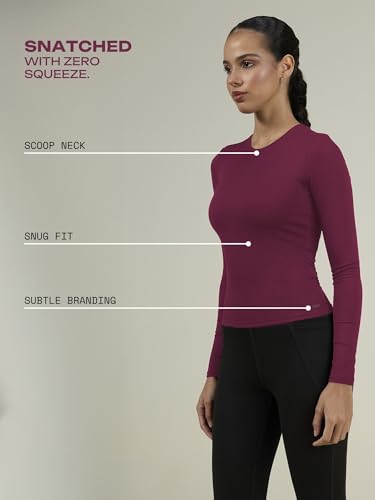 Image of CAVA Sculpt Crew Top for Women | Snug Sculpted Fit, Long Sleeves, Classic Crew Neck, Minimal Branding, Everyday Activewear Tee
