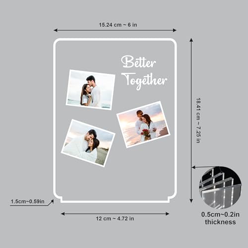 Image of Giftplease Personalized Photo Frame with Wooden Base - Custom LED Frame for Couples - Valentine's Day for Boyfriend, Girlfriend, Husband, or Wife - Romantic Anniversary & Wedding Keepsake Decor