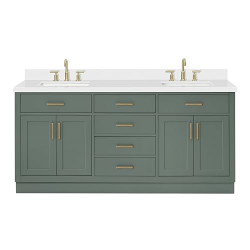 ARIEL Hepburn 72 inch Double Rectangle Sink Bathroom Vanity with