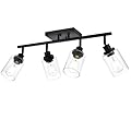 Wanluce 4-Light Track Lighting Kit Black Track Lighting Fixtures Bathroom Wall Sconces Ceiling Mount Kitchen Tracking Lights, Rotatable Spotlight with Clear Glass Shade for Kitchen Shop Hallway