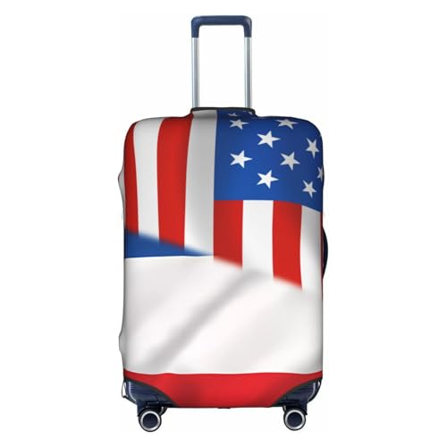 Travel Luggage Cover America Flag And France French Flag Fashion Washable Baggage Suitcase Protector Fit For Luggage Small