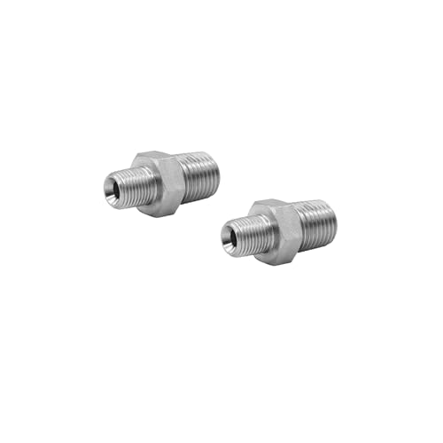 Image of (2-PACK) 5404-04-02 Hydraulic Hose Adapter Fitting 1 /4 inch Male (1 /4 inch-18NPTF) x 1 /8 inch Male (1 /8 inch-27NPTF) SAE Straight Pipe Joints Tube Connector Carbon Steel