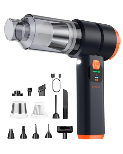 VNOST Car Vacuum Portable Cordless, Handheld Vacuum Cordless with 30000PA Suction, 130000RPM, 6800mAh Battery, 10 Nozzles, Rubber Paint Material for Car, Home, Pet Cleaning(Charcoal Black)