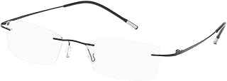 Rimless Reading Glasses Classic Anti Glare Anti Blue Light Computer Readers Presbyopic Glasses Flat Light Mirror (Color : C1, Size : +150)
