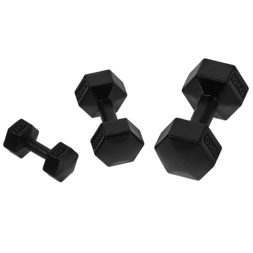 Décoration de salle de sport en alliage noir, lot de 3 mini haltères fins