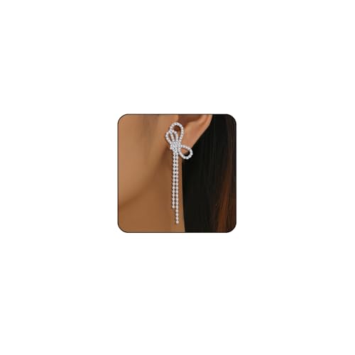 Boucles d'oreilles nœud papillon en ruban scintillant pour vos soirées et mariages