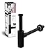 Produktbild aquaSu® Design Siphon in schwarz-matt | Flaschensiphon in 1 1/4 x 32 mm | Reinigungsöffnung | Geruchsverschluss für Waschbecken | Tassensiphon 300 mm Länge | Metall | 22622 6