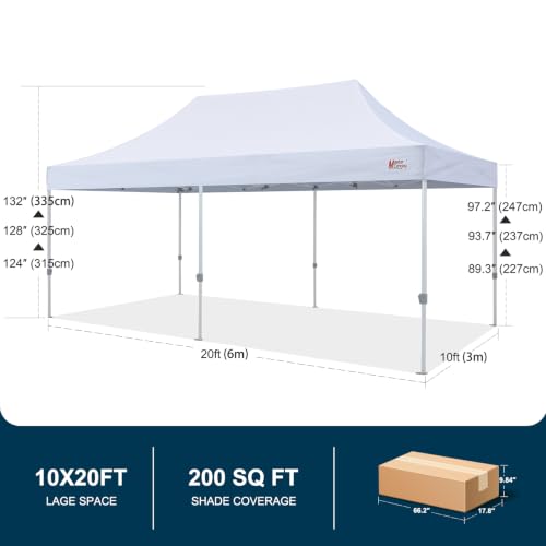 Image of MASTERCANOPY 10x20 Heavy Duty Pop Up Canopy Tent with Roller Bag(White)
