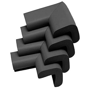 KidKusion 4-Piece Safety Corner Cushion, 4 Pack Black, Child Proofing Corner Guard, Made in USA, Child Safety, Home…
