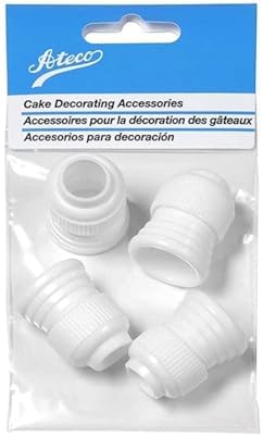 Ateco Standard Plastic Couplers, for Use Cake Decorating Tubes and Bags, Set of 4, 4 Count, White