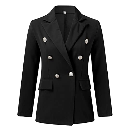 Blazers For Women Business Casual Long Sleeve Lapel Button Blazer Jacket Solid Color Fall Outfits With Pockets3