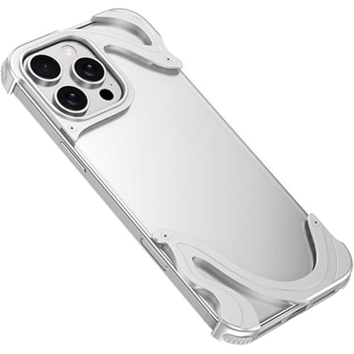 É adatta per iPhone custodia protettiva con delfino in metallo senza cornice anti-caduta ad alta definizione trasparente sul pannello posteriore argento 15Promax