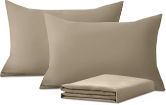 Moonlight Bedding Pillow Cases 2 Pack – Beige Pillowcases Envelope Closure Super Soft Brushed Microfiber Standard House Wife Pillow Covers, (50 X 75 CM)