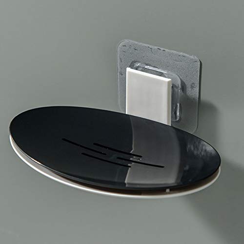 JINGYAN Jaboneras Caja de jabón, Material ABS, Almacenamiento, tamaño 14 * 1 6 cm, estéreo montado en la Pared, Espacio Ahorro, (Negro/Blanco)(Schwarz)