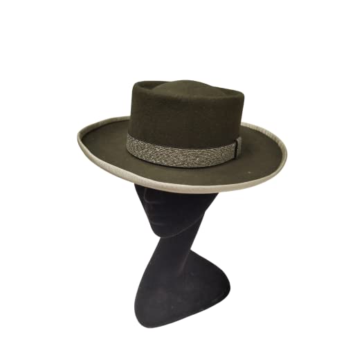 Chapeau feutre de laine kaki