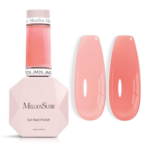 Image of MelodySusie Jeweliver Nude Gel Nail Polish, 0.5Fl.oz Milky Gel Polish Pastel Color Soak Off UV LED Light Cure Gift for Women Manicure Nail Art DIY at Home JM26