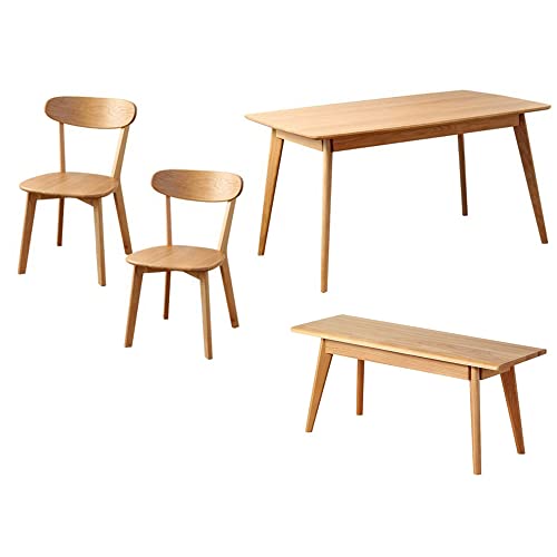 大川 ダイニングテーブルセット 4点セット 4人用 幅135cm 長方形 木製 テーブル チェア2脚 ベンチ リバー OK-RIVER-4P