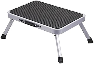Taylor & Brown Folding Step Stool Portable Lightweight Steel Step Ladder with Non Skid Rubber Platform One Step Easy to Store Foldable Design Ideal for Home/Kitchen/Garage/Caravan (Grey)