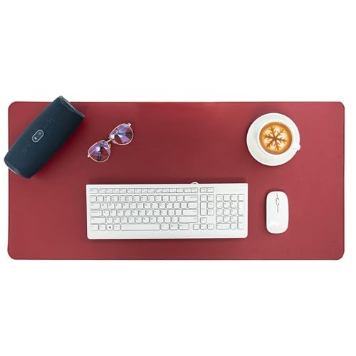 Protection sous-main cuir synthétique bordeaux, grand tapis de souris imperméable